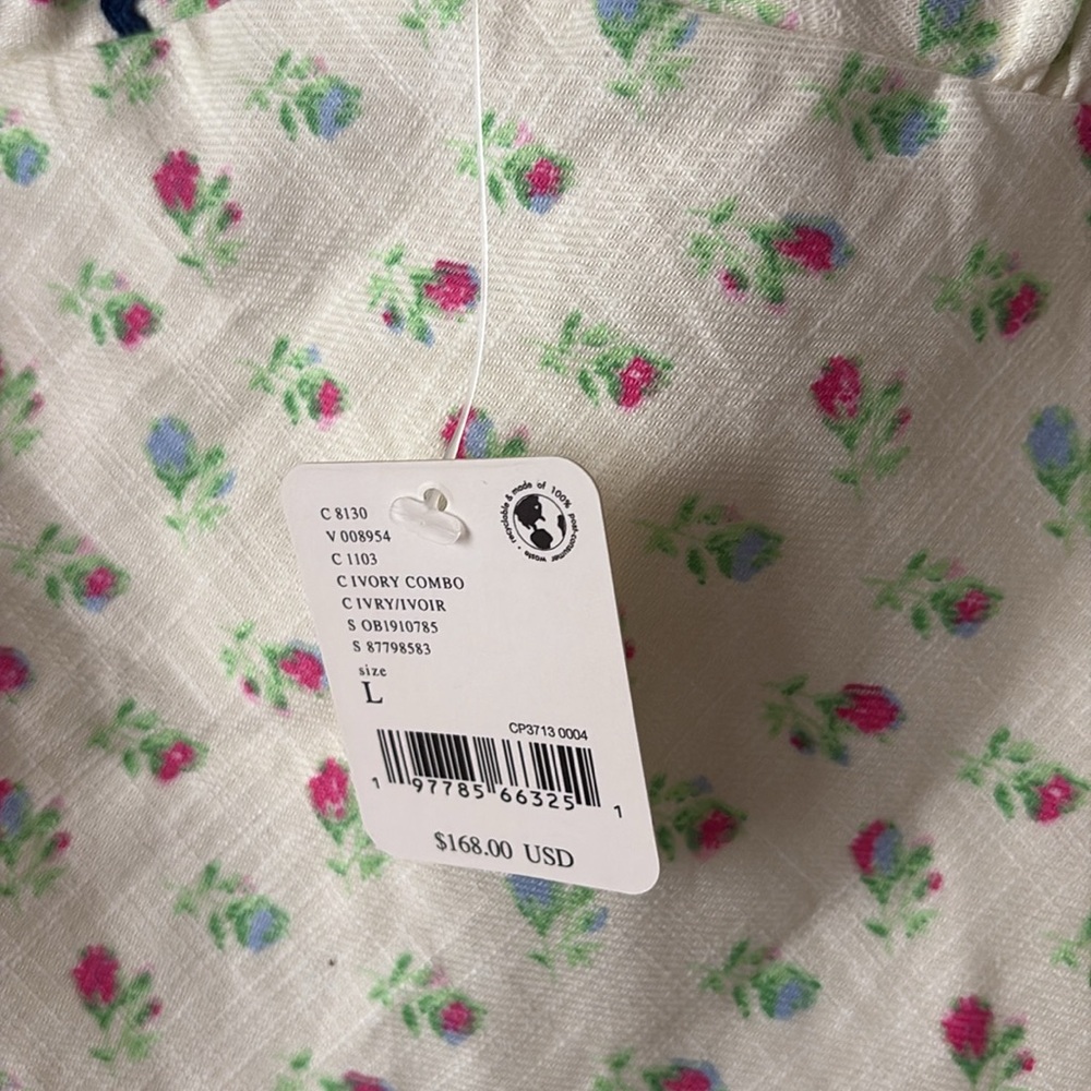 NWT Free People Cotton Sweetheart Tie Back Floral Maxi Dress w RicRac trim. Sz L - Picture 3 of 5